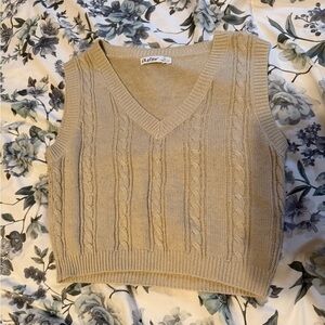 Beige Knit Crop Top Vest